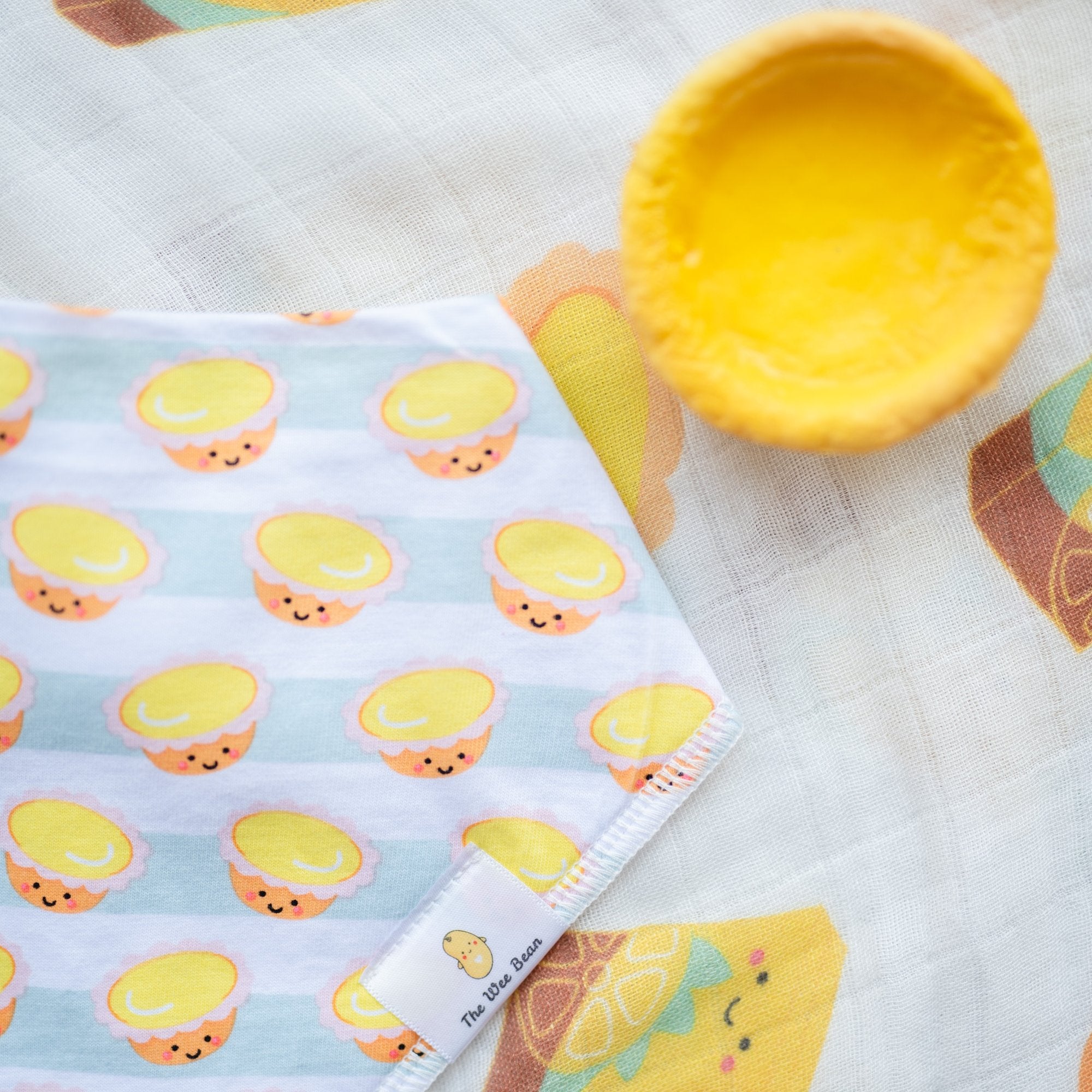 Organic Cotton Bandana Bib (Milk Tea Egg Tart) The Wee Bean